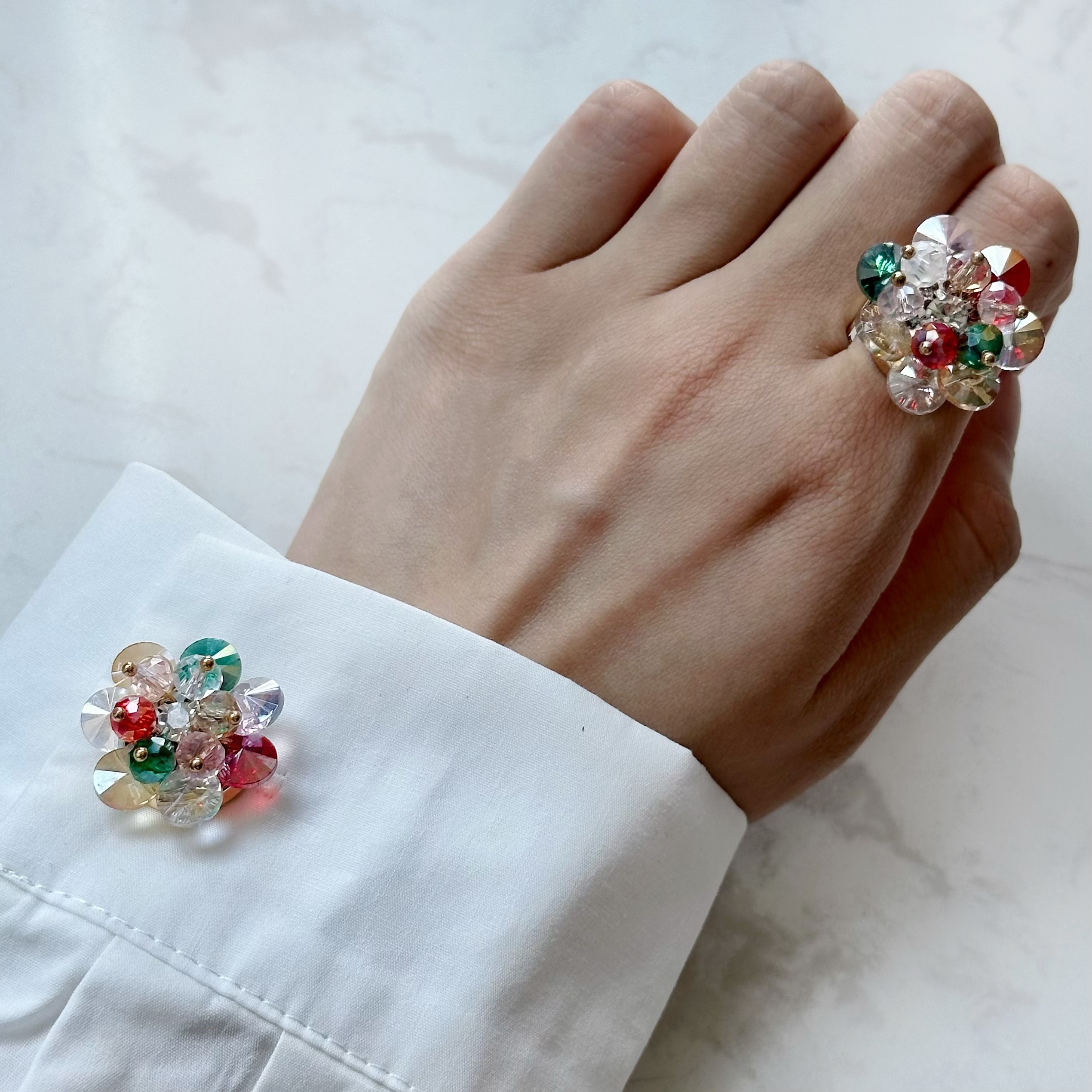 2pcs colorful Flower button covers